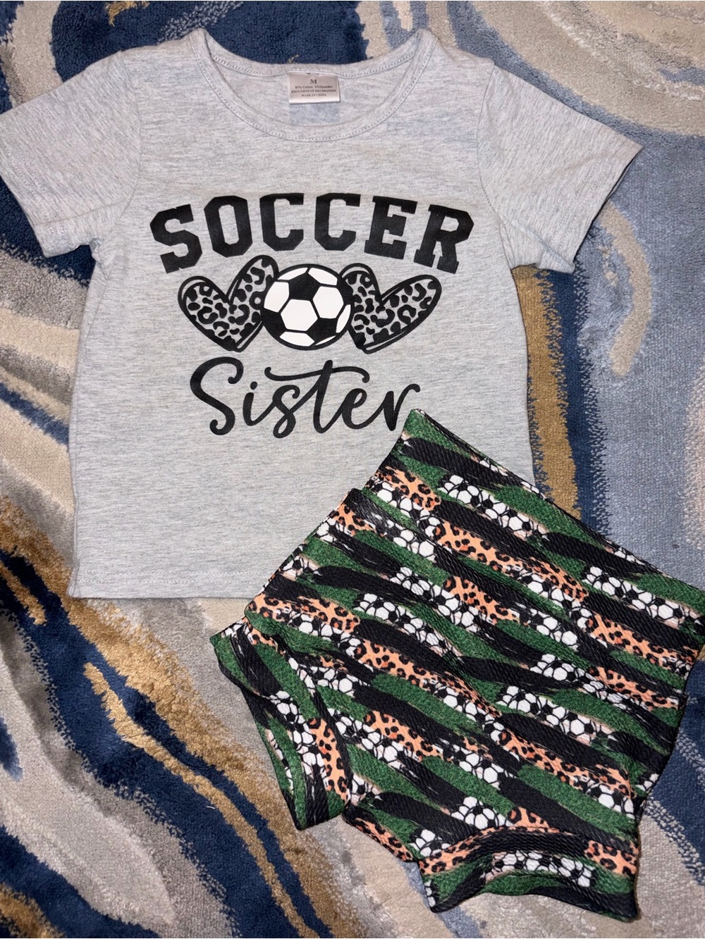 Bowtique Soccer Meets Safari Bummies 2T/3T & Soccer Sister Tee